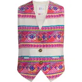 IZIA Chaleco marfil / amarillo / petróleo / rosa