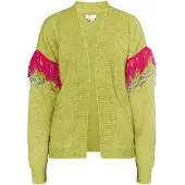 IZIA Cárdigan 'Hoona' gris claro / lima / fucsia