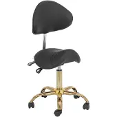 Physa Silla de peluquería negra y dorada, con respaldo ajustable