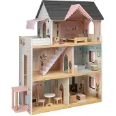 Eurekakids Casa De Madera Con Muñeca Ascensor