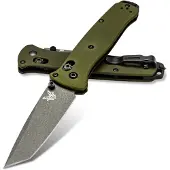 Benchmade Navaja Bailout CPM M4 Tungsten Gray Cerakote, woodland green aluminum