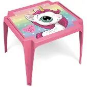 Arditex Mesa con forma de unicornio, 44 x 50 cm, polipropileno, color rojo/rosa