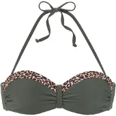 LASCANA Top de bikini beige / oro / verde oscuro / negro