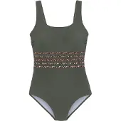LASCANA Traje de baño beige / pino / negro