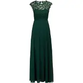 Kraimod Vestido de noche verde oscuro