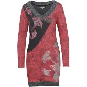 KOROSHI Vestido gris / rojo / negro