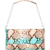 NAEMI Bolso de hombro turquesa / marrón oscuro / altrosa
