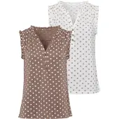 LASCANA Blusa taupe / blanco