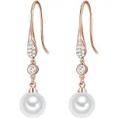 Lulu & Jane Pendientes oro rosa / blanco / blanco perla