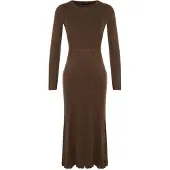 Trendyol Vestido de punto marrón oscuro