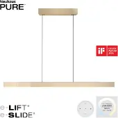 Pure Lámpara colgante LED Moto-Rise, dorado imperial, aluminio, CCT
