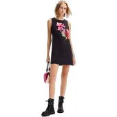 Desigual , Vestido estampado flor, Negro, XS