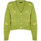 Trendyol Cárdigan amarillo / verde claro / blanco