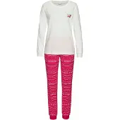 LASCANA Pijama marrón claro / rojo vivo / negro / blanco