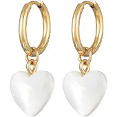 Elli Pendientes 'Herz' oro / blanco perla