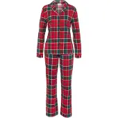 LASCANA Pijama verde oscuro / rojo