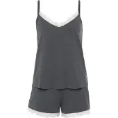 s.Oliver Pijama de pantalón corto gris / blanco