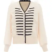 NAEMI Cárdigan negro / blanco lana