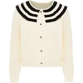 NAEMI Cárdigan negro / blanco lana