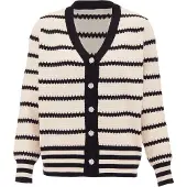 SANIKA Cárdigan beige / negro