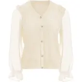 CARNEA Cárdigan beige / blanco lana