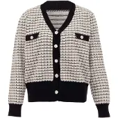 NAEMI Cárdigan negro / blanco lana