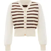 NAEMI Cárdigan marrón oscuro / oro / blanco