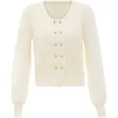 NAEMI Cárdigan blanco lana