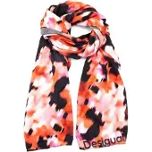 Desigual , Foulard rectangular abstracto, Poliester, Rojo, U