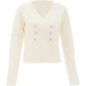 NAEMI Cárdigan oro / blanco lana