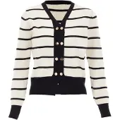 NAEMI Cárdigan negro / blanco lana