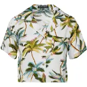 KOROSHI Blusa turquesa / marrón / oliva / blanco