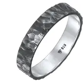 KUZZOI Anillo gris basalto / plata