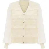 Carato Cárdigan beige / blanco lana