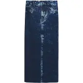 Desigual , Falda efecto denim, Algodon, Azul, XS