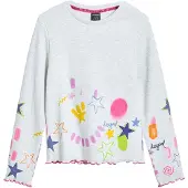 Desigual , Camiseta Rib dibujos neón, Algodon, Blanco, 3/4