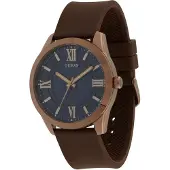GUESS Reloj analógico 'Elliot' azul oscuro / marrón oscuro / oro