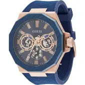 GUESS Reloj analógico 'INDY' azul oscuro / oro rosa