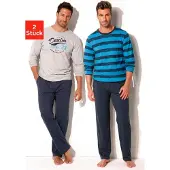 H.I.S. Pijama largo beige / azul
