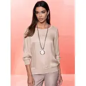 HEINE Blusa marrón claro / blanco