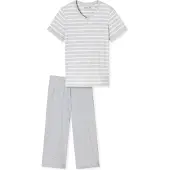 Schiesser Pijama 'Casual Essentials ' gris moteado / blanco