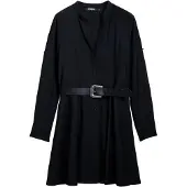 Desigual , Vestido camisero cinturón, Negro, L