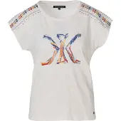 KOROSHI Camiseta genciana / azul claro / naranja / blanco