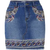KOROSHI Falda azul denim / oro / blanco