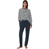 Marc O'Polo Pijama 'Mix & Match' azul oscuro / blanco