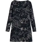 Desigual , Vestido corto escote cuadrado, Algodon, Negro, XL