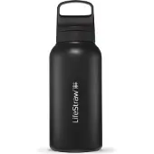LifeStraw Go Nordic Noir GOST-1L-NOIR Stainless Steel, botella de agua con filtro de 2 fases, 1L
