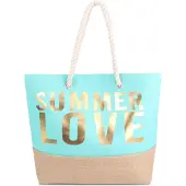 Normani Bolsa de playa beige oscuro / turquesa / oro