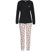 LASCANA Pijama marrón claro / negro / blanco