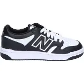 New Balance unisex para niños. GSB480V1 Zapatillas de piel 480 blanco, negro (37), Plano, Cordones, Casual, Deportivo, moda infantil, New Ba